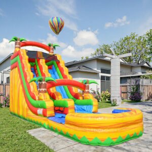 Commercial Grade PVC Coconut Tree Yellow Inflatable Water Slide