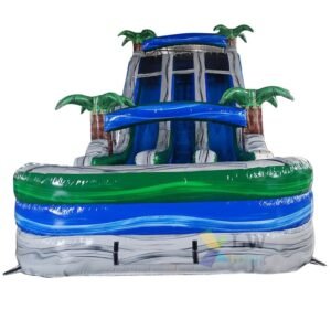 Outdoor Commercial Giant Waterslides with Pool (Marble Green & Grey)