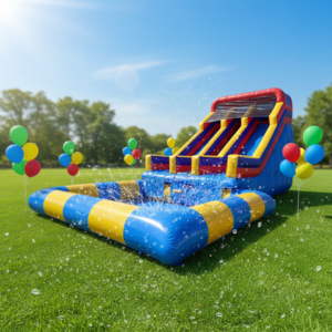 Dual Lane PVC Inflatable Water Slide with Splash Pool