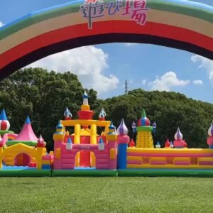 Rainbow castle inflatable playground in Japan